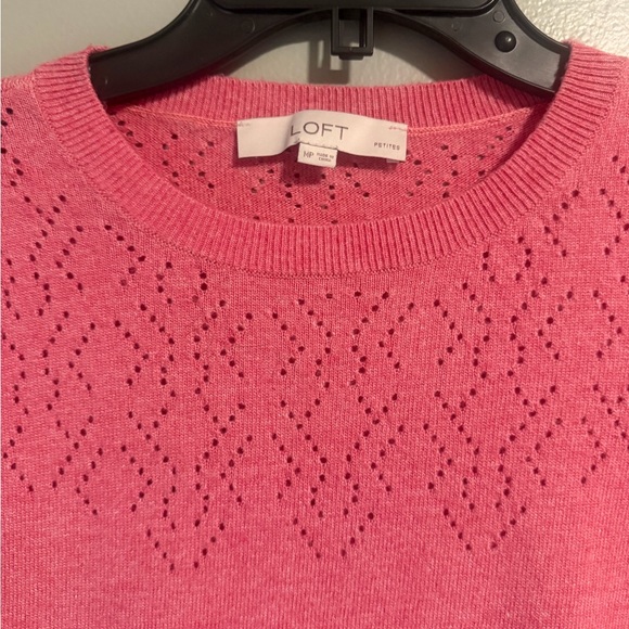 LOFT Wool blend Rose pink Women's Crew Neck long sleeve Sweater petite medium - Picture 2 of 10